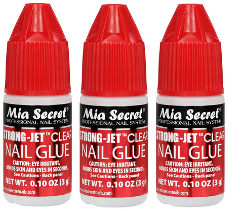 3pcs Mia Secret Strong-Jet Clear Nail Glue with Calcium & Vitamin E