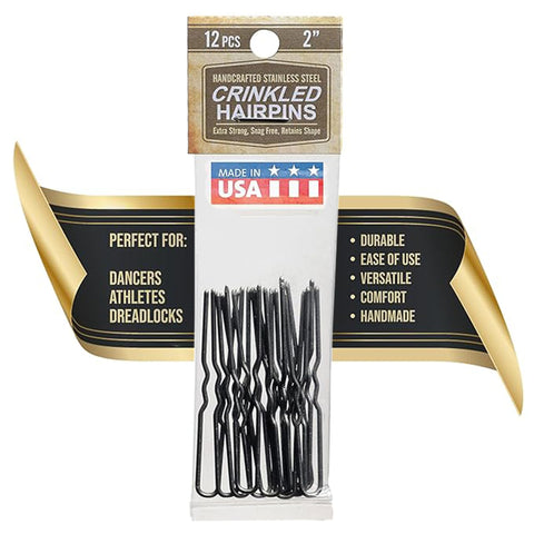 Crinkled Stainless Steel Heavy Duty Snagless Hairpins Pack of 12 SILVER Handmade Hair Pin (2 Inch)