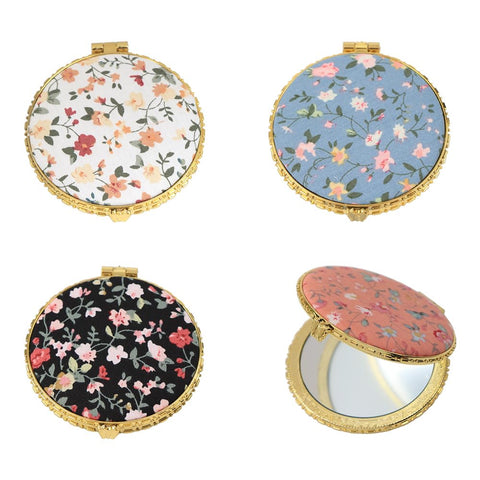 Opexicos 4Pcs Flower Pattern Compact Mirror Portable Travel Makeup Mirror Vintage Floral Cosmetic Mirror Mini Folding Pocket Mirror Double Sided Purse Mirror Rectangle