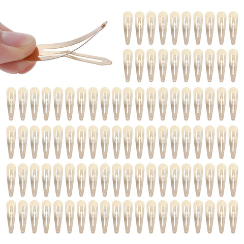 100 Pack Bulk 2.36 Inch 6 CM Silver Gold Black Snap Metal Hair Clips Barrettes Hairpins Clips Thin Fine Bang Hair Holder Craft DIY Accessories for Women Girl Kids (Gold)
