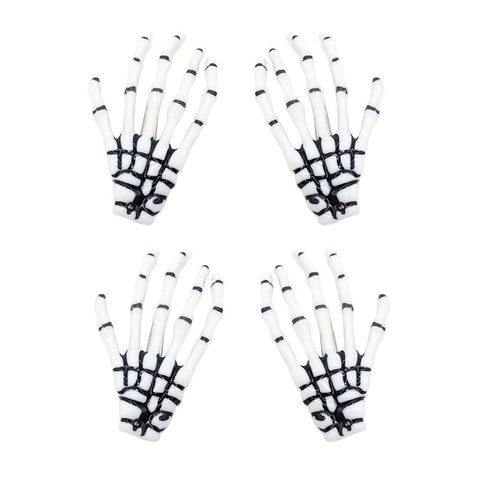 AKOAK 2 Pairs (4 Pcs) Halloween Hair Clip with Skeleton Hand Claw, Female Hair Styling Accessories for Girls (White)