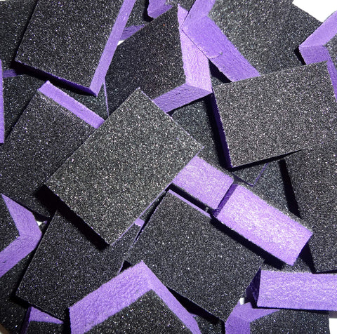 Pretty Claw | 40pc Mini Disposable Nail Buffer Blocks 80/80 Black Grit Purple Buffing Sanding Nail File 2 Sided