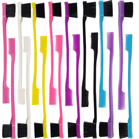 YOOHUA 24PCS Hair Edge Brush, Double Sided Edge Control Hair Comb Eyebrow Brush Smooth Comb Grooming (8Colors)