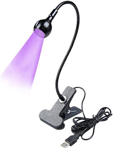 USB 3W LED UV Ultraviolet Phone Glue Curing Lamp,UV Led Nail Lamp for Gel Nails,Portable Clamp Flexible Desk Lamps for Mobile Repair,Plug and Play Black