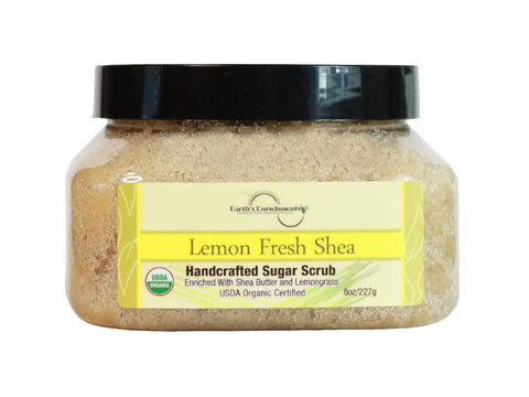 Sugar Scrub (USDA Organic) Lemon Fresh Shea (8oz) - Earth's Enrichments