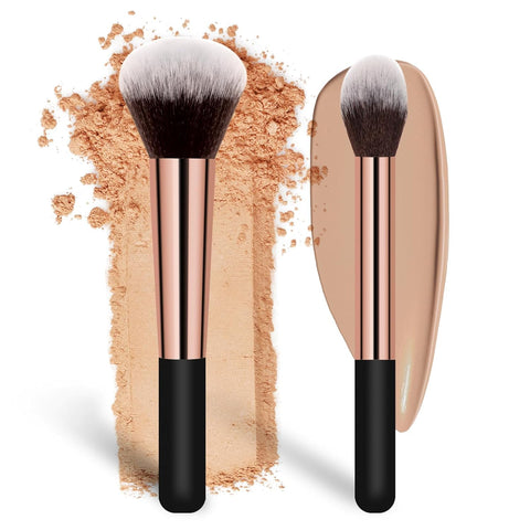 Banidy Powder Makeup Brush & Highlighter Brush Set, Premium Flawless Foundation Brush, Blush, Bronzer, Powder, Blending, Concealer, 100% Vegan & Cruelty-Free, Rose Gold