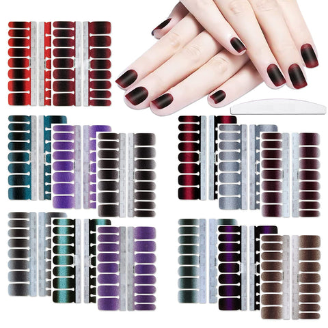 WOKOTO 14 Sheets Multicolor Glitter Nail Art Decals & Stickers Set with 1 Pc Nail File - Nature, Cosmic Style - Reusable - Indoor Use