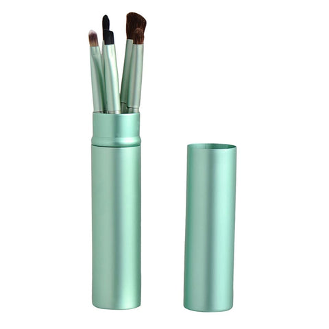 AKOAK 5 Pcs/set Travel Portable Mini Eye Makeup Brush Set Apply Eyeshadow Eyeliner Eyebrow Brush Lip Makeup Brush Set Makeup Tools (Green)