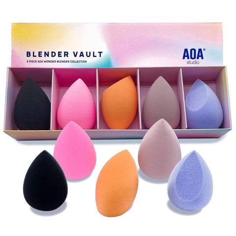 AOA Studio Beauty Makeup Sponge Blender Multiple Combo Set for Gift Makeup Blender Latex Free and High Definition set of 7 For Powder Cream and Liquid