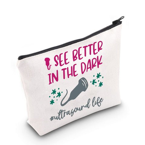 CMNIM Sonography Makeup Bag Ultrasound Technician Gift Sonographer Accessories Pouch I See Better In The Dark (Sonography Better Makeup Bag)