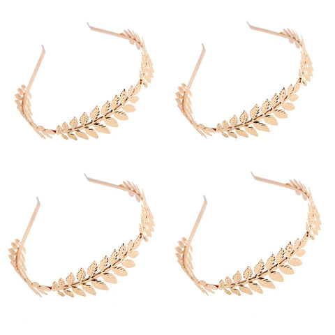 JZK 4 x Gold leaf headband hair crown girl bridesmaid bride tiara hairband headpiece for wedding party carnival for kid & adult, One Size, plastic polycotton alloy_steel rubber