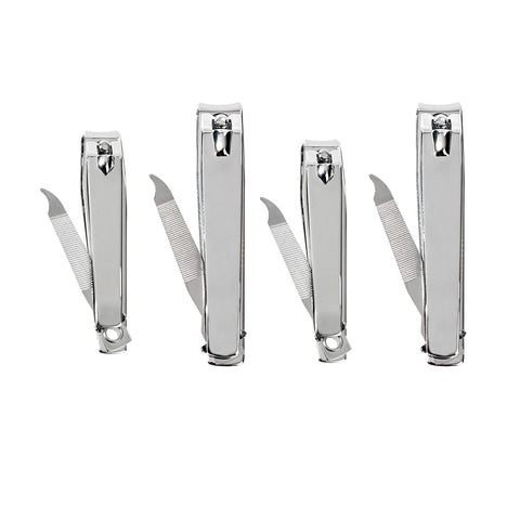 Givyahan Nail Clipper Set,Stainless Steel Toenails Clipper and Fingernails Clipper,Professional Pedicure and Manicure Set?Sharp Nail Cutter,Nail Clippers for Men Women(Silver) (4pcs, Large,Medium)
