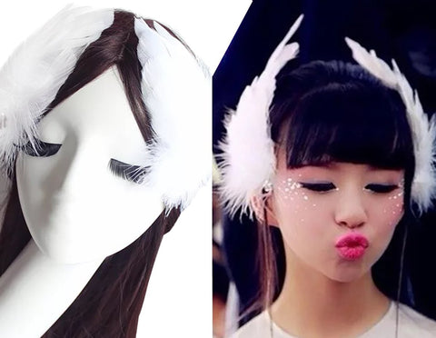 2PCS Girls Heart-shaped Feather Hair Clip Headpiece Party Hairpins Hair Barrettes Hair Accessory Bridal Wedding Feather Fascinator (White)