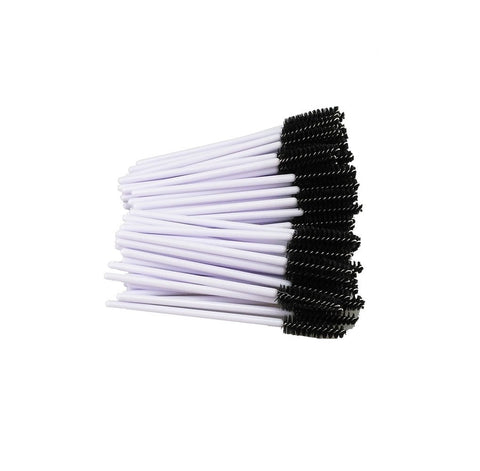 White+Black : Yueton Pack of 100 Disposable Eyelash Brushes Wands Mascara Applicator (White+Black)