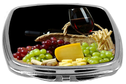 Rikki Knight Compact Mirror, Wine and Cheese Picnic