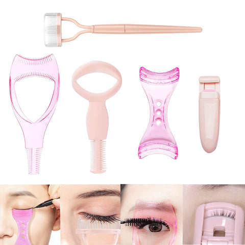5 in 1 Eyelash Application Tool Kit,Eyelash Applicator Tool, Eyelash Curlers, Eyelash Comb, Makeup Eyelash Tool, Eyeliner Mascara Shield, Eyelash Separator Tool, Lash Curler