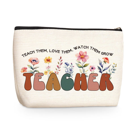 Teacher Gifts Cosmetic Bag Teacher Appreciation Gifts Makeup Organizer Bag Teacher Must Haves Travel Toiletry Bag Retirement Christmas Birthday Gifts for Women Friends Mentor Daycare Teacher Gifts, Multicolor41, 9.7" x 6.8 "x 2"