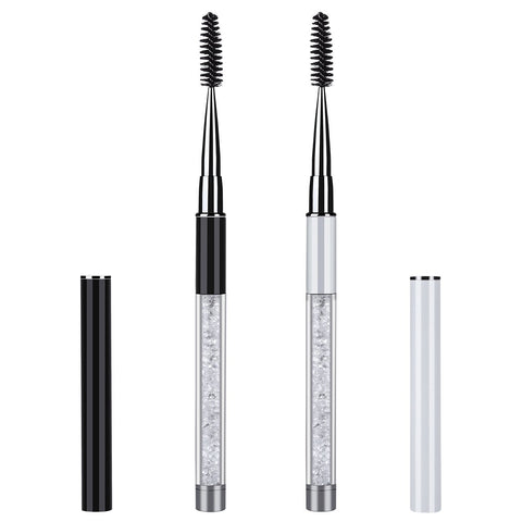 2Pcs Eye Brush with Cap for Travel, Eye Brow Eyelash Mascara Brushes Wands Applicator Portable Cosmetic Brushes
