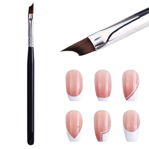 Honey Joy Oblique Head French Tip Nail Brush Black Handle Uv Gel Acrylic Painting Drawing Pen Pack of 1