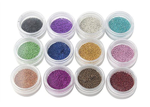 esowemsn 1Pack Fashion Caviar Nails Art New 12 Colors Plastic Beads Manicures or Pedicures Nail Art Caviars/Beads/Mini Pearls Decorations