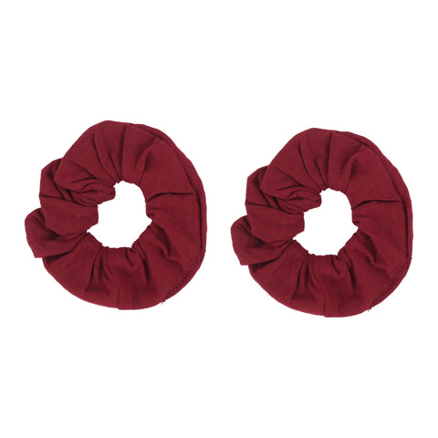 Set of 2 Solid Scrunchies - Burgundy