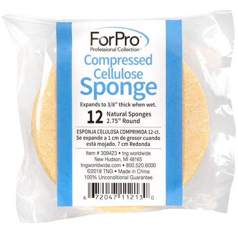 ForPro Compressed Cellulose Sponge - Round Face and Body Sponge - Natural Yellow - 2.75â€™â€™ - 12-Count