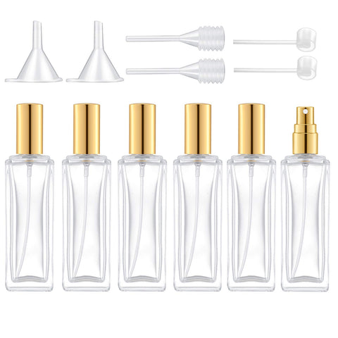 1 Oz/30ml Empty Perfume Atomizer Refillable Fine Mist Spray Bottle Portable Glass Sprayer Fragrance Bottle for Colognes, Sampleï¼ˆ6 PCS, Gold)