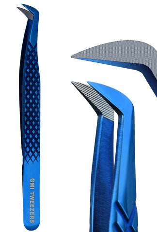 Fiber Tip Lash Tweezer For Eyelash Extension Tweezers Professional. (Blue Plasma)