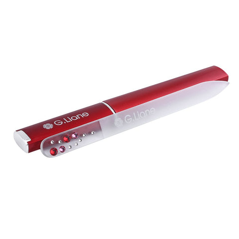 Crystal Nail File With Swarovski Crystals ‚¬Œ G.Liane Professional Nail File In Case Manicure Pedicure Kit For Natural Nails Acrylic Nails Gels Nails Manicure Tools For Home And Salon (Red Bubble)