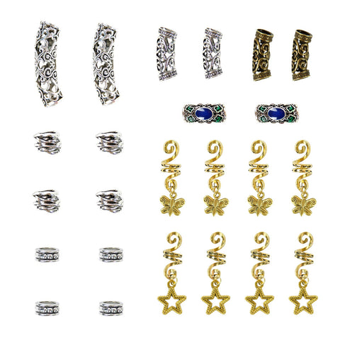 Hair Tube Beads Spiral Hair Coils Dreadlock Beads for Hair Decorations 22 PCS DIY Hair Braiding Jewelry Accessories