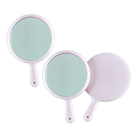 lasenersm 3 Pieces Small Hand Mirror with Handle Portable Makeup Mirror Round Cosmetic Mirror Travel Makeup Mirror Cute Hand Mirror Handheld Mirror for Travel Daily Use, Pink