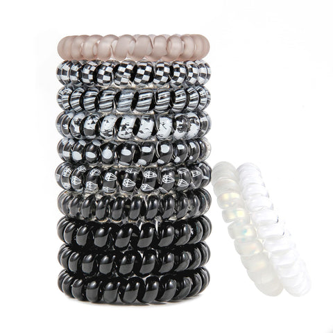 Spiral Hair Ties No Crease, Colorful Traceless Hair Ties, Elastic Coil Hair Ties, Phone Cord Hair Ties, Waterproof Hair Coils for Women Girls,Ponytail Hair Coils No Crease, Multicolor 12PCS (Color G)