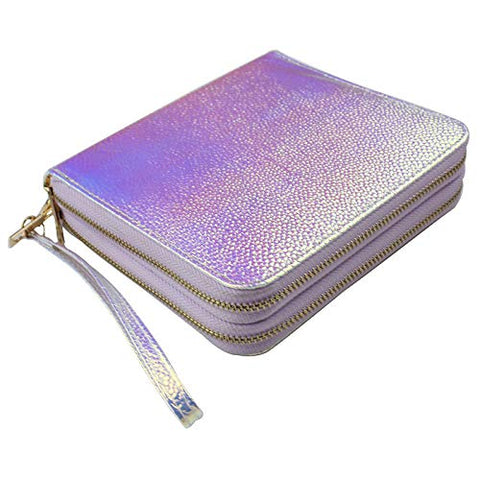 FingerAngel 120 Slots Nail Stamping Plate Holder Case Laser Style Rectangular Manicure Nail Art Plate Organizer with Double Zipper