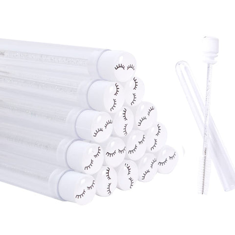 20 Pcs White Lash Disposable Mascara Brushes Diamond Eyelash Spoolies Makeup Brush Mascara Wand in Sanitary Tube Lash Supplies â€¦