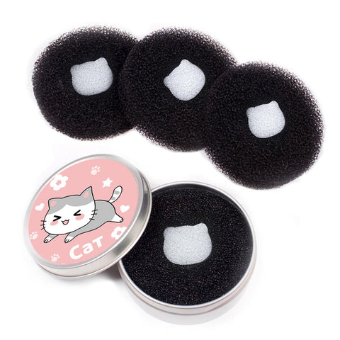 Makeup Brush Cleaner - 4 Pack Color Removal Sponge Brush Cleaner with One Silver Tin and Lid - Stipple Sponge for Quick Color Switch, Travel (Style B)