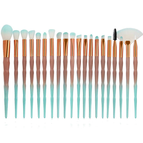 Kolight 20pcs Cosmetic Makeup Brushes Set Eyeshadow Lip Brush for Beautiful Female (gradient green coffee)
