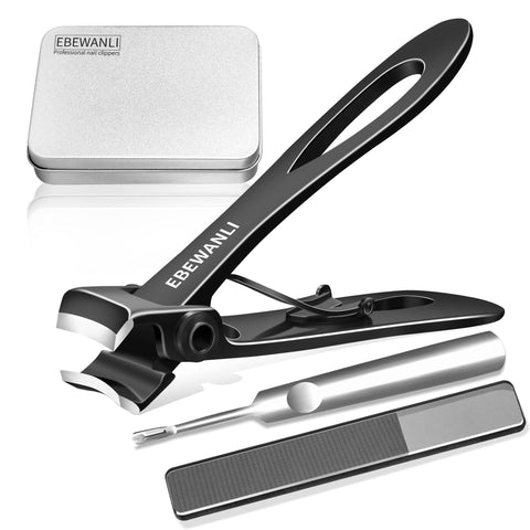 EBEWANLI Extra Large Toenail Clippers, 17mm Wide Jaw, Heavy Duty, Black, Stainless Steel, Unisex Adult
