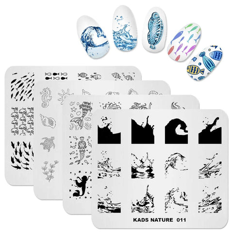 KADS Nail Art Stamp Plate Ocean Sea Mermaid Series Nail stamping plate Template Image Plate Nail Art DIY Decoration Tool