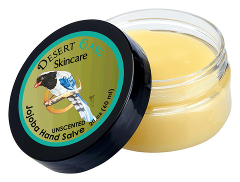 Jojoba Oil Unscented Hand Salve, made from all natural, cold pressed and undeoderized jojoba oil, 2 oz (51 gm)