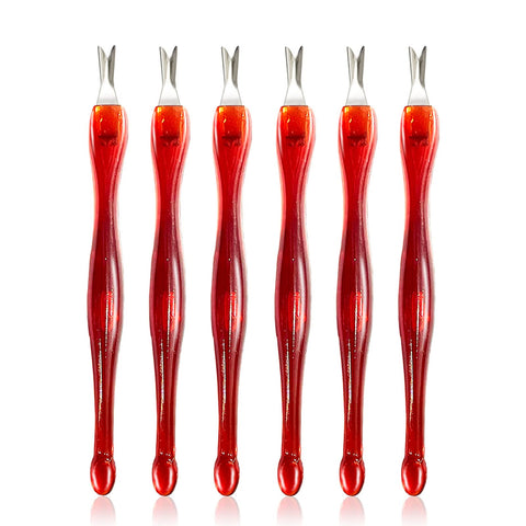 24 Pack Practical Cuticle Remover Trimmer Pusher with Double Head Soft Push Manicure Dead Skin Removal Fork Nail Art Tips Nail Cleaner Tool for Mens, Women Travel (Red)