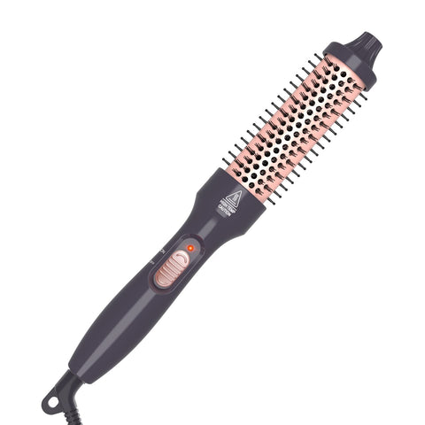 PHOEBE 1.25 Inch Curling Iron Brush Ceramic 1 1/4 Inch Thermal Brush Double PTC Heated Hair Curling Comb Tourmaline Ionic Hair Curler Curling Iron Dual Voltage for Traveling On Long, Medium Hair Black