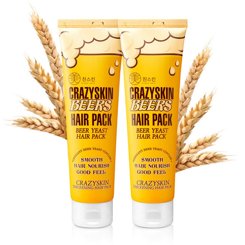 CRAZY SKIN Beers Hair Pack (2 PACKS) - pH 5.5 German Beer Yeast Hair Treatment Mask