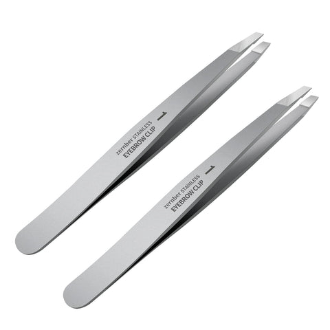 ZERNBER Tweezers Set - Professional Stainless Steel Slant Tweezers, Precision Eyebrow Shaping & Facial Hair Removal (2Pcs Slant Tweezer)