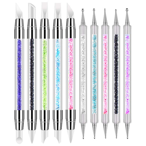 Bysiter 10pcs Nail Art Gel Carving Pen Acrylic Dotting Tool Nail Silicone Brushes set Pottery Clay Sculpting Tools