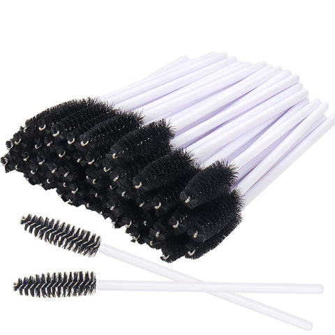 300 Pack Eyelash Mascara Wands Disposable Lash Brushes for Extensions Makeup Brush Applicators Tool Kit, White/Black