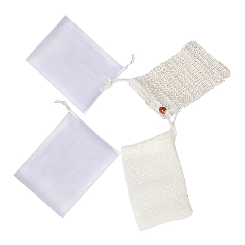 Yaayan Exfoliating Natural Mesh Soap Holder Net/Pouch for Shower Double Layer Bubble Foam Body Facial Cleaning Tool - 6 Pieces