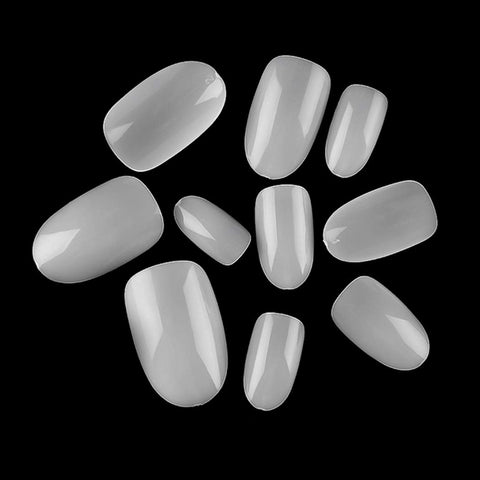 Sethexy Short Oval False Nails 500Pcs 10Sizes Full Cover Acrylic Nail Tips For Art Nail Design (Natural)