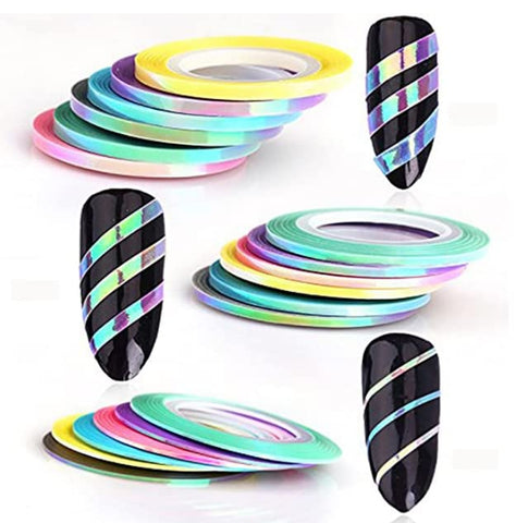 MEILINDS Nail Art Striping Tape Line Mermaid Candy Color 1mm 2mm 3mm Adhesive Sticker DIY Nail Manicure Tools Decals Decoration 18 PCS