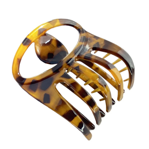 Parcelona French Curvy Oval Paw Savana 3â€Â Cellulose Acetate Side Slide In Scoop Jaw Hair Claw Clip Clutcher for Women and Girls (Savana)