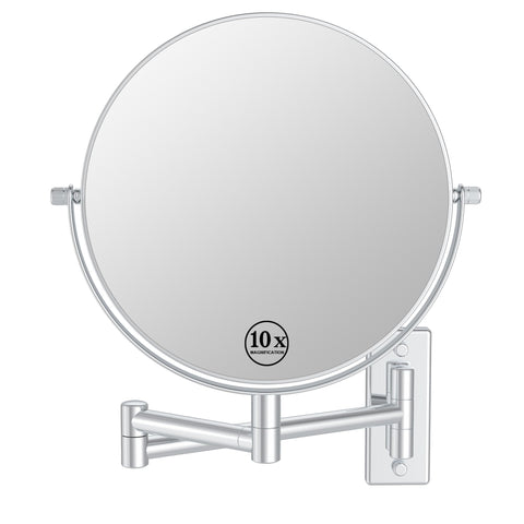 mumianshu 8”Wall Mounted Makeup Mirror - 1x/ 10x Magnifying Mirror, Double Sided Vanity Makeup Mirror for Bathroom (Chrome)